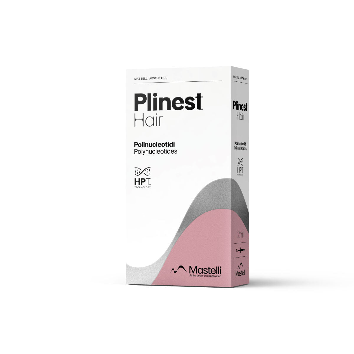 A box of Plinest Hair product, which is a polynucleotide-based injectable gel used for trophic action on hair and eyebrows. Encourages hair growth and stimulation.