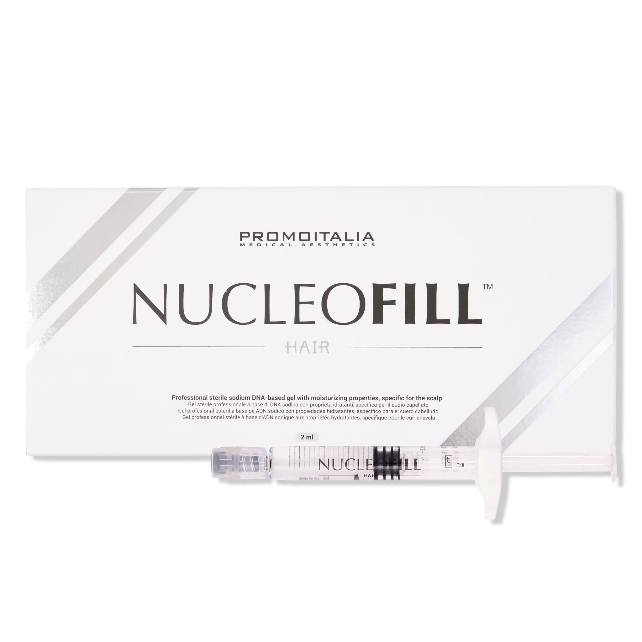 Nucleofill Hair Display. Hair skin booster with polynucleotide for improved scalp health, hair thickness and hair growth.