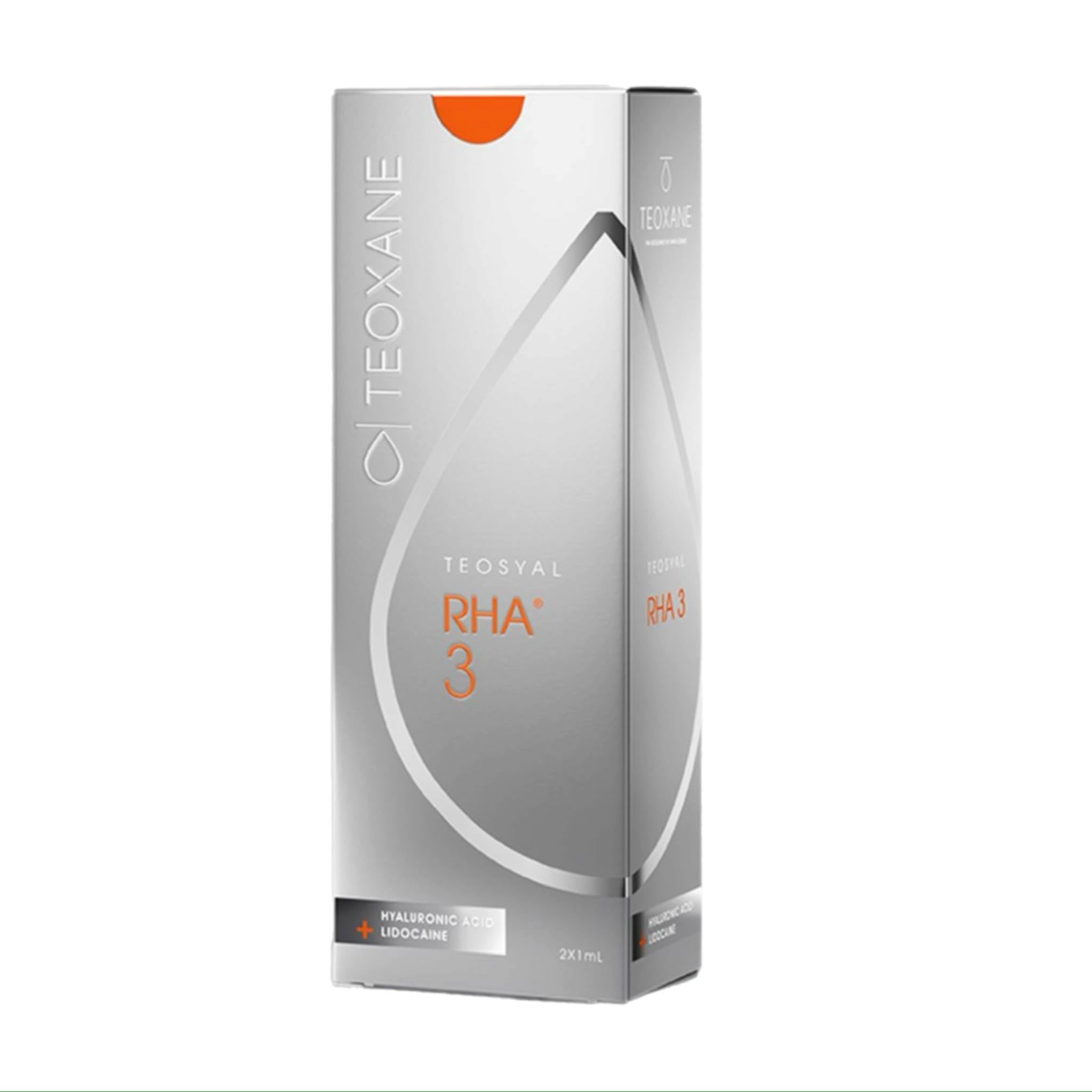 RHA 3 Box. Hyaluronic acid dermal filler for smoothing facial lines or wrinkles and restoring volume.