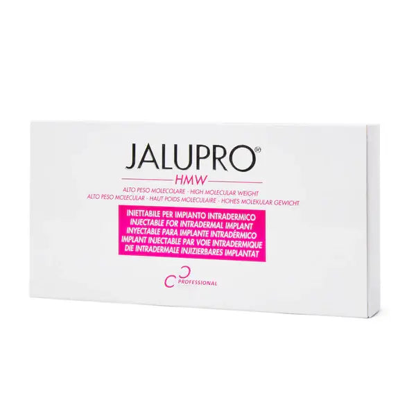 Jalupro HMW packaging on a white background. Skin booster for hydration and facial rejuvenation. 